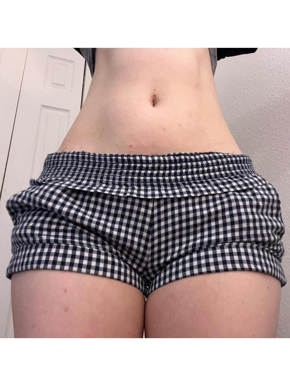 low rise gingham shorts